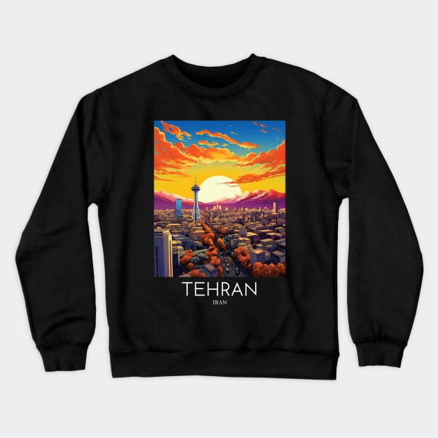 A Pop Art Travel Print of Tehran - Iran Crewneck Sweatshirt by Studio Red Koala